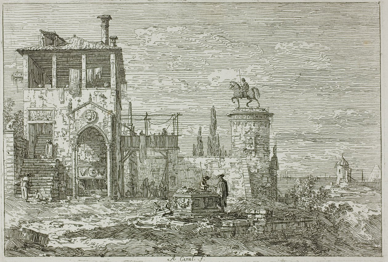 Das Reiterdenkmal, aus Vedute von Canaletto