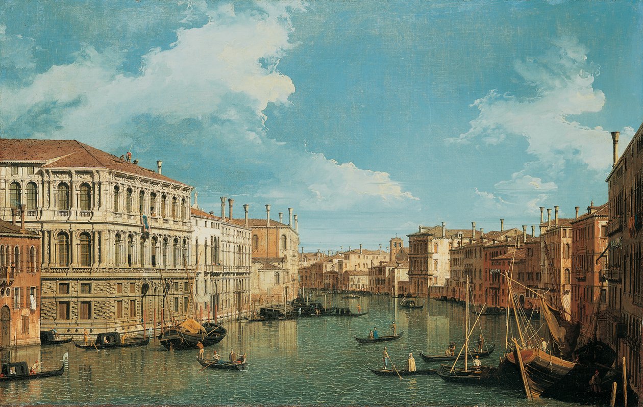 Der Große Kanal, Venedig, Blick nach Nordwesten, mit dem Palazzo Pesaro, dem Palazzo Foscarini und der Spitze von S. Stae links und dem Palazzo Vendramin-Calergi und S. Marcuola rechts von Giovanni Antonio Canal