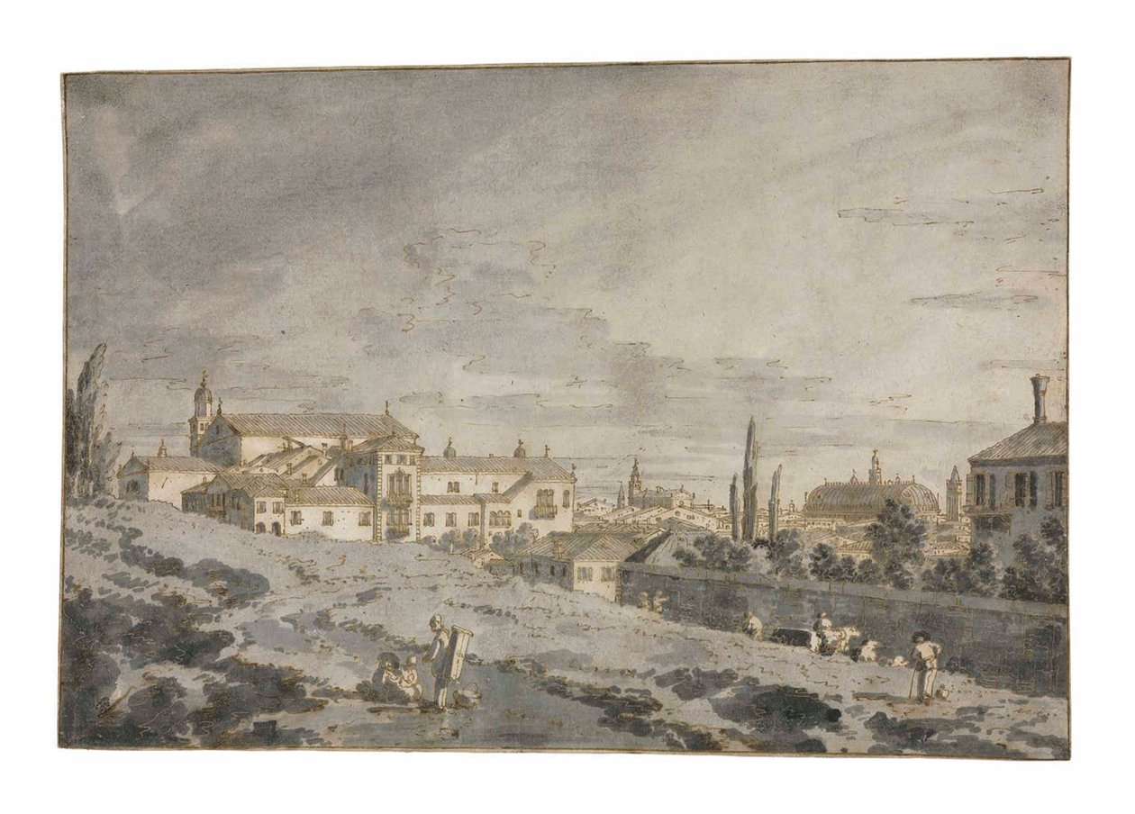 Ansicht von Padua von außerhalb der Stadtmauern mit der Kirche San Francesco von Giovanni Antonio Canal