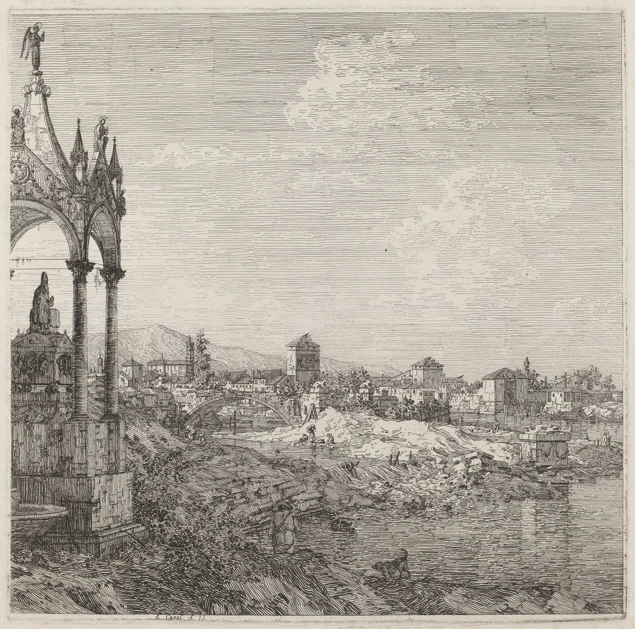 Ansicht einer Stadt mit Bischofsgrab von Canaletto