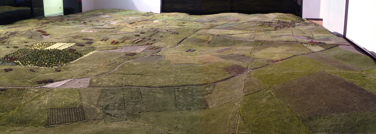 Diorama der Schlacht von Waterloo, das die Truppenpositionen um 19:45 Uhr am 18. Juni 1815 zeigt (Detail) von Capt. William Siborne