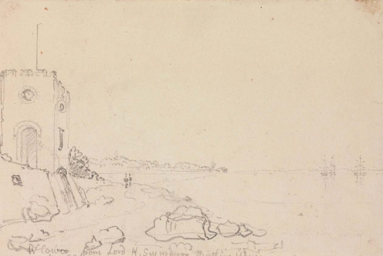 West Cowes vom Badehaus von Lord Henry Seymour, Oktober 1825 von Capt. Thomas Hastings