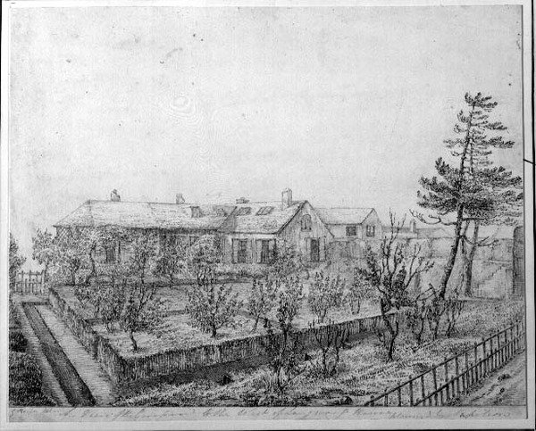 Blick auf den Obstgarten im Westen des Longwood House auf der Insel St. Helena, ca. 1821 von Captain G. Rotton