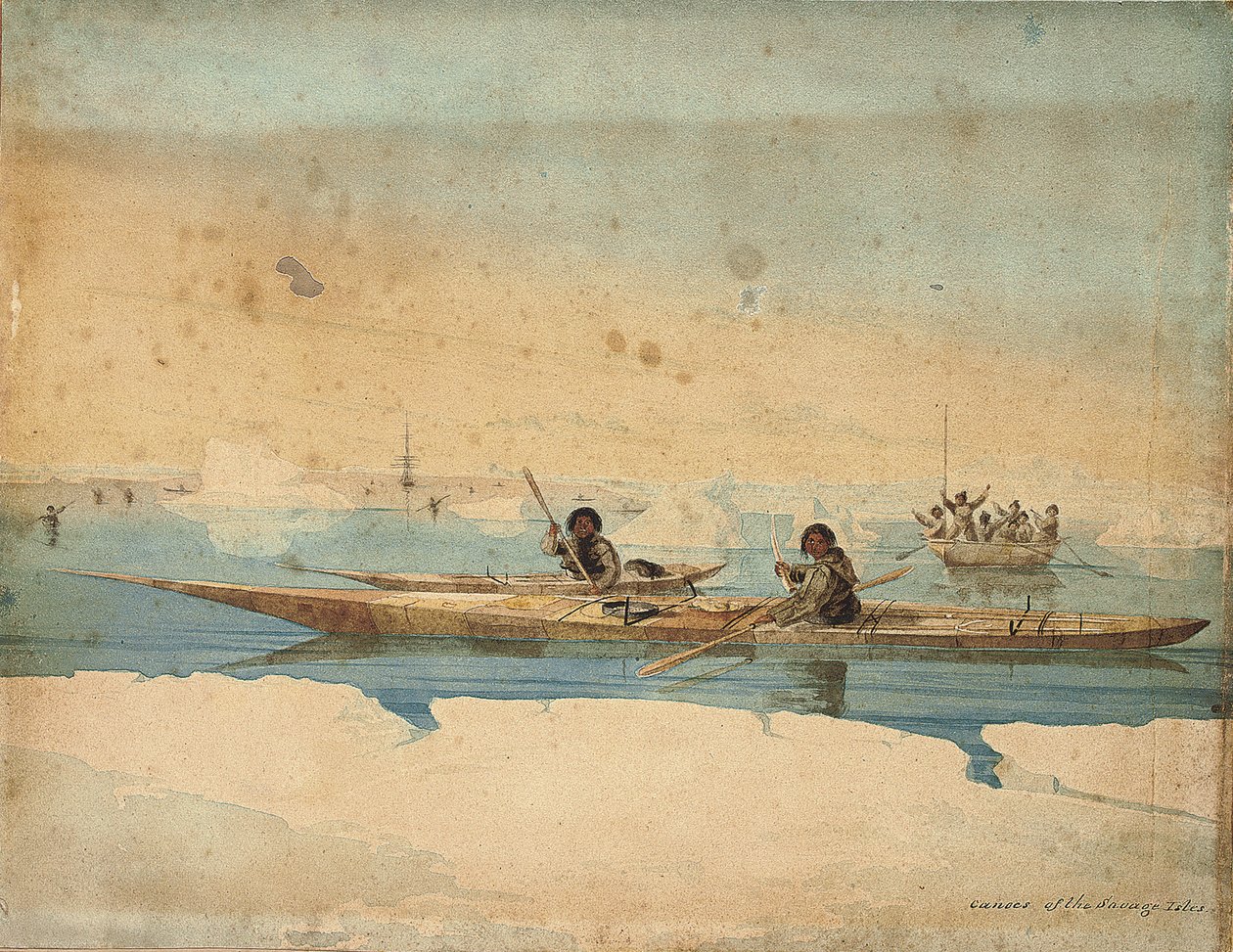 Kanus der Wilden Inseln, Hudsonstraße von Captain George Francis Lyon