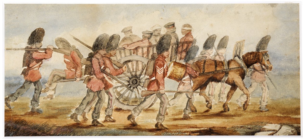 Die Verwundeten werden vom Schlachtfeld von Inkermann transportiert von Captain Hedley Vicars