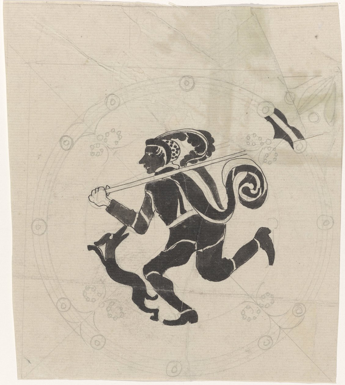 Dekoratives Design mit Hasenjäger von Carel Adolph Lion Cachet