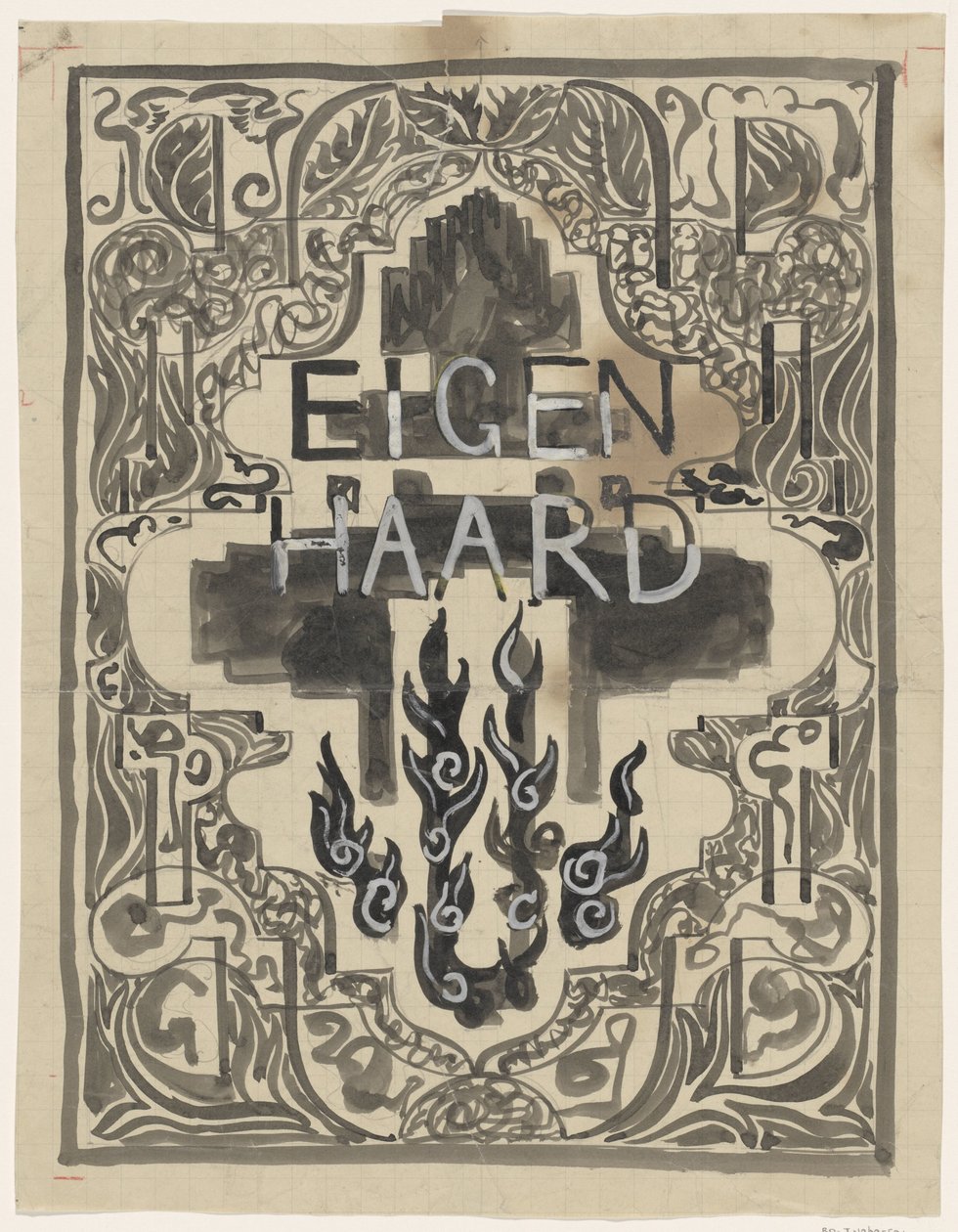 Entwurf für den Umschlag von Eigen Haard von Carel Adolph Lion Cachet