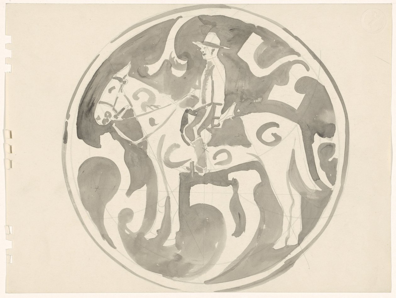 Entwurf für ein Schild mit einem kanadischen Mountie von Carel Adolph Lion Cachet