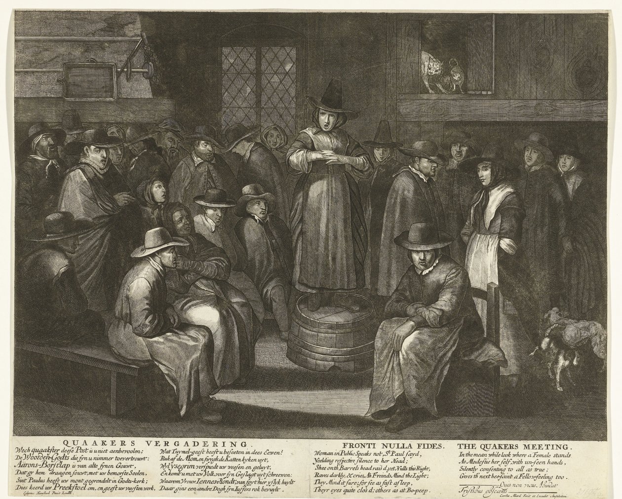 Karikatur der englischen Quäker, ca. 1656 von Carel Allard