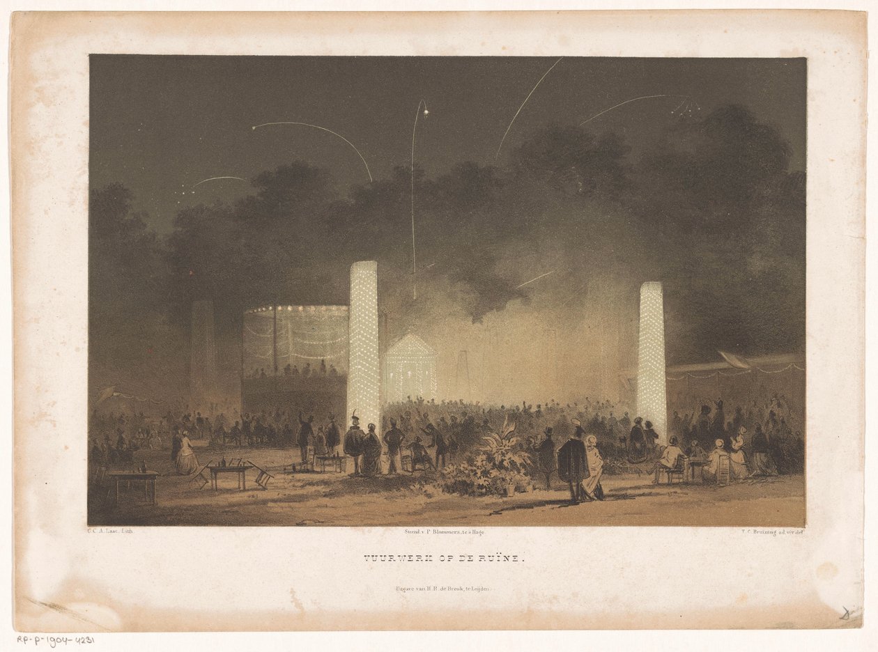 Feuerwerk auf der großen Ruine in Leiden von Carel Christiaan Antony Last