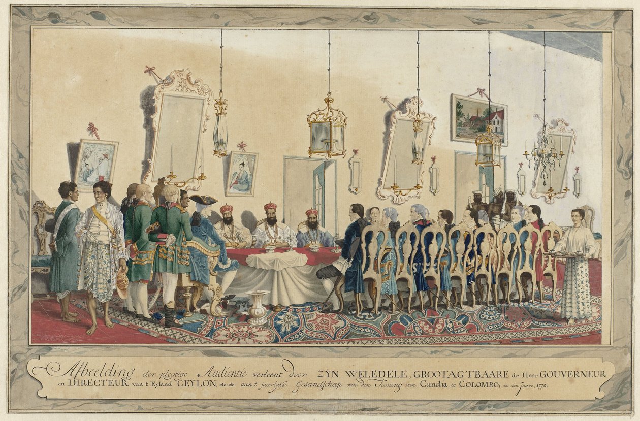 Empfang der Gesandten des Königs von Kandy durch Gouverneur Imam Falck von Carel Frederik Reimer
