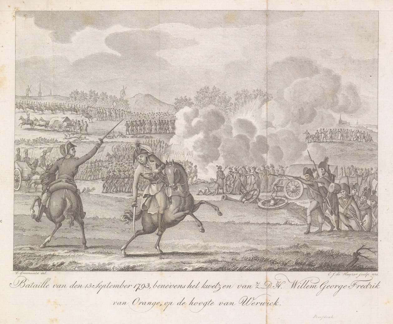 Prinz Frederik wird bei Wervik verwundet, 1793 von Carel Jacob de Huyser