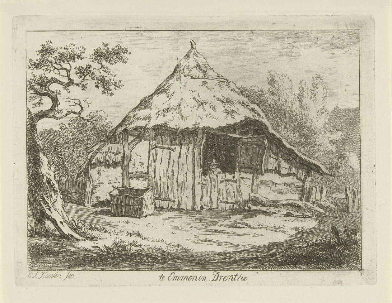 Bauernscheune mit offener Oberseite in Emmen in Drenthe von Carel Lodewijk Hansen