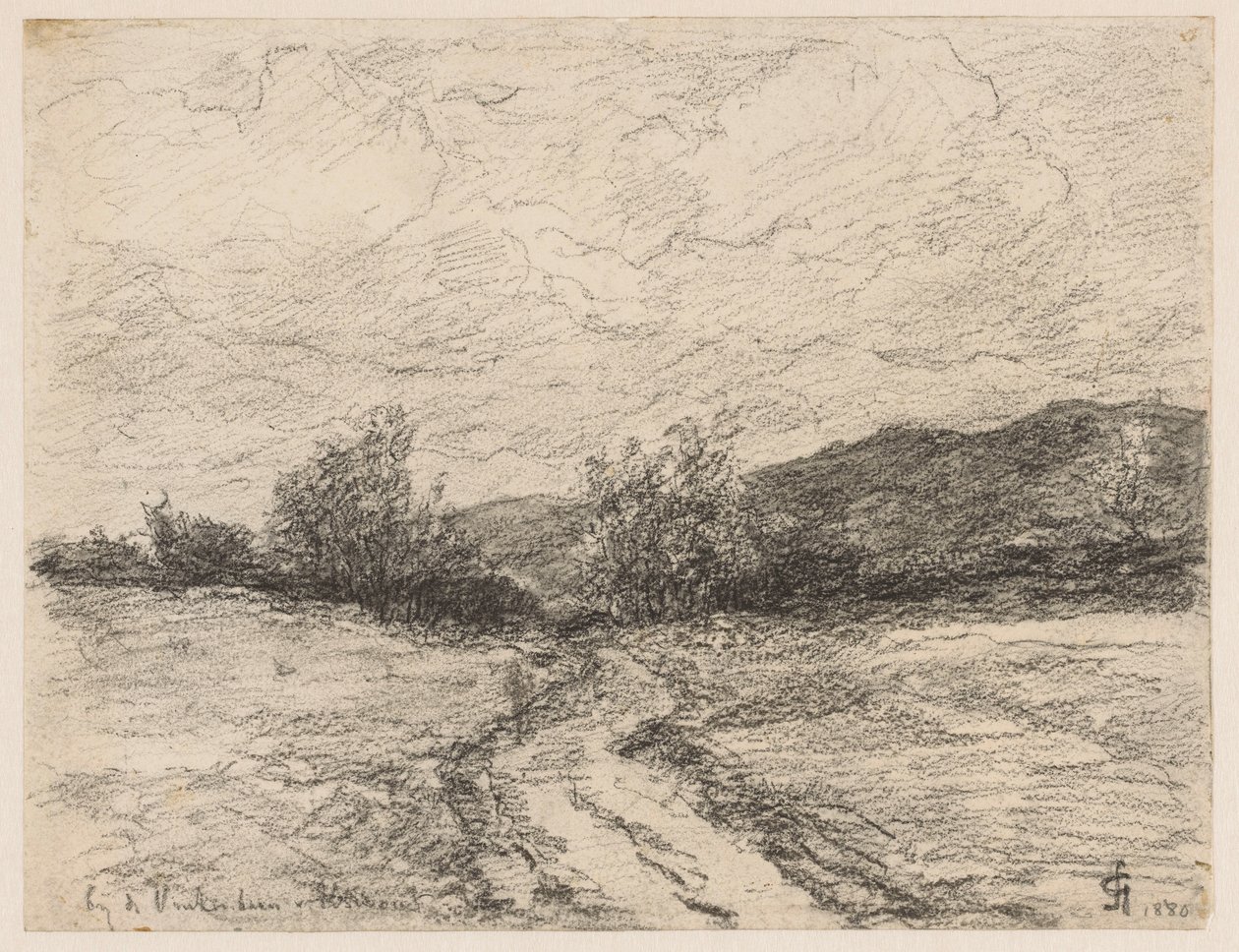 Waldweg durch Dünen bei Elswout (Titel auf dem Objekt) von Carel Nicolaas Storm van 