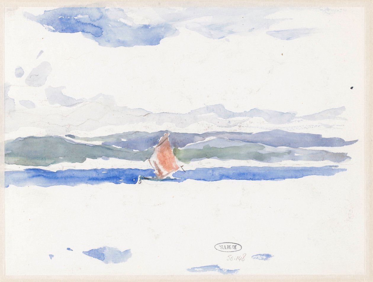 Blick auf das Meer mit Boot (?) von Carel Nicolaas Storm van 