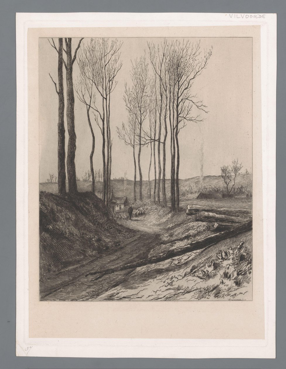 Hirte mit Herde auf einem hohlen Weg bei Vilvoorde von Carel Nicolaas Storm van 