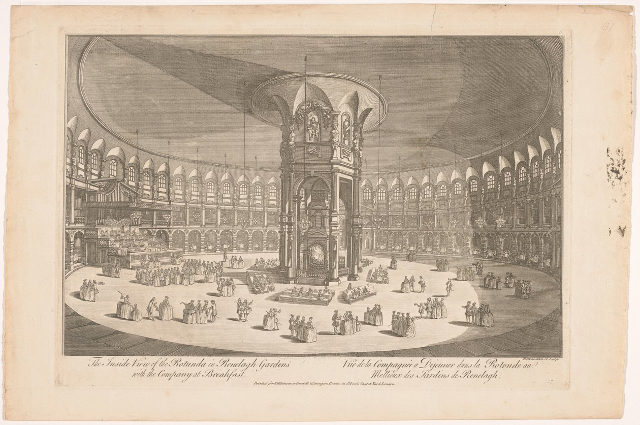 Ansicht des Inneren der Rotunde in den Ranelagh Gardens in London mit einer Gesellschaft beim Frühstück von Carington Bowles