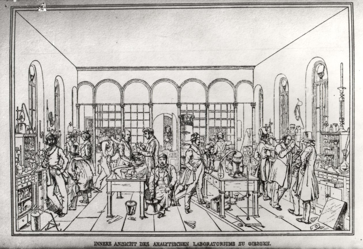 Ansicht des Chemielabors von Baron Justus von Liebig (1803-73) in Gießen von Carl Friedrich Wilhelm Trautschold