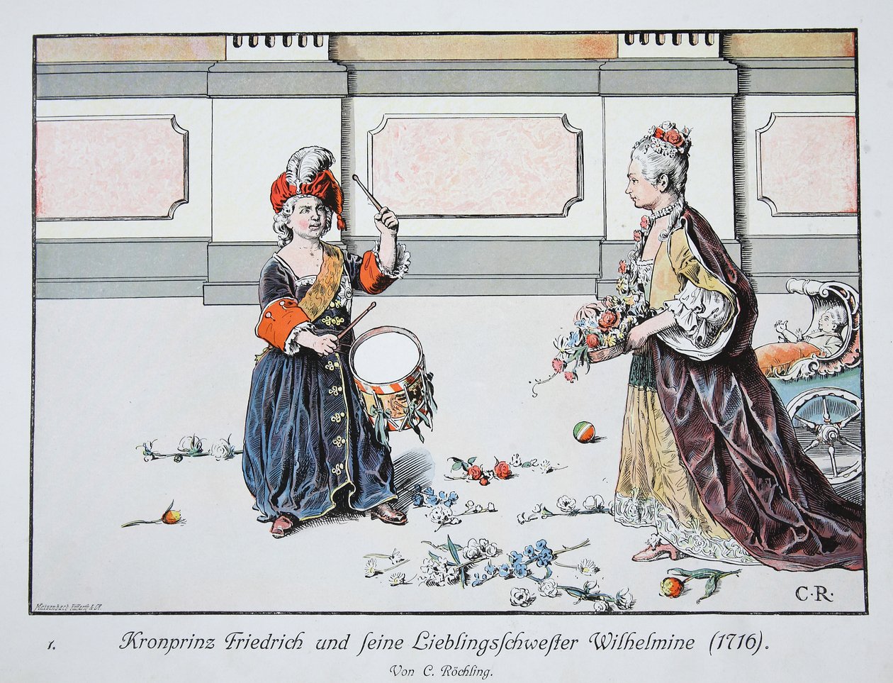 Kronprinz Friedrich und seine Lieblingsschwester Wilhelmine, 1716 von Carl Röchling
