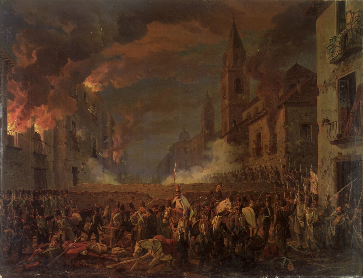 Die Eroberung von Catania durch das 4. Berner Regiment in der Nacht vom 5. auf den 6. April 1849 von Carl Wilhelm Goetzloff