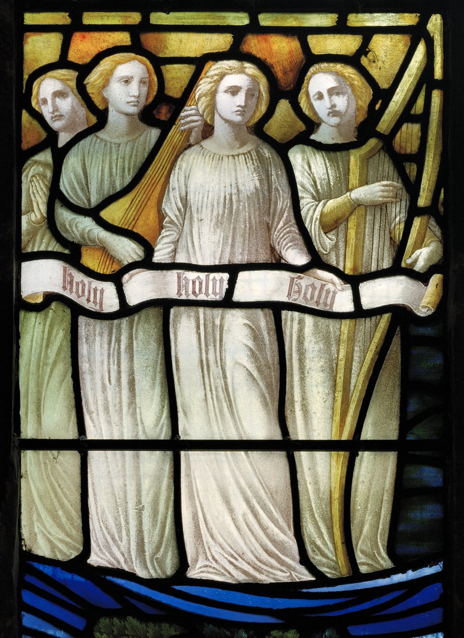 Grappenhall, St Wilfrids, Shrigley & Hunt, Carl Almquist, Die Anbetung des Lammes, Engelmusiker von Carl Almquist