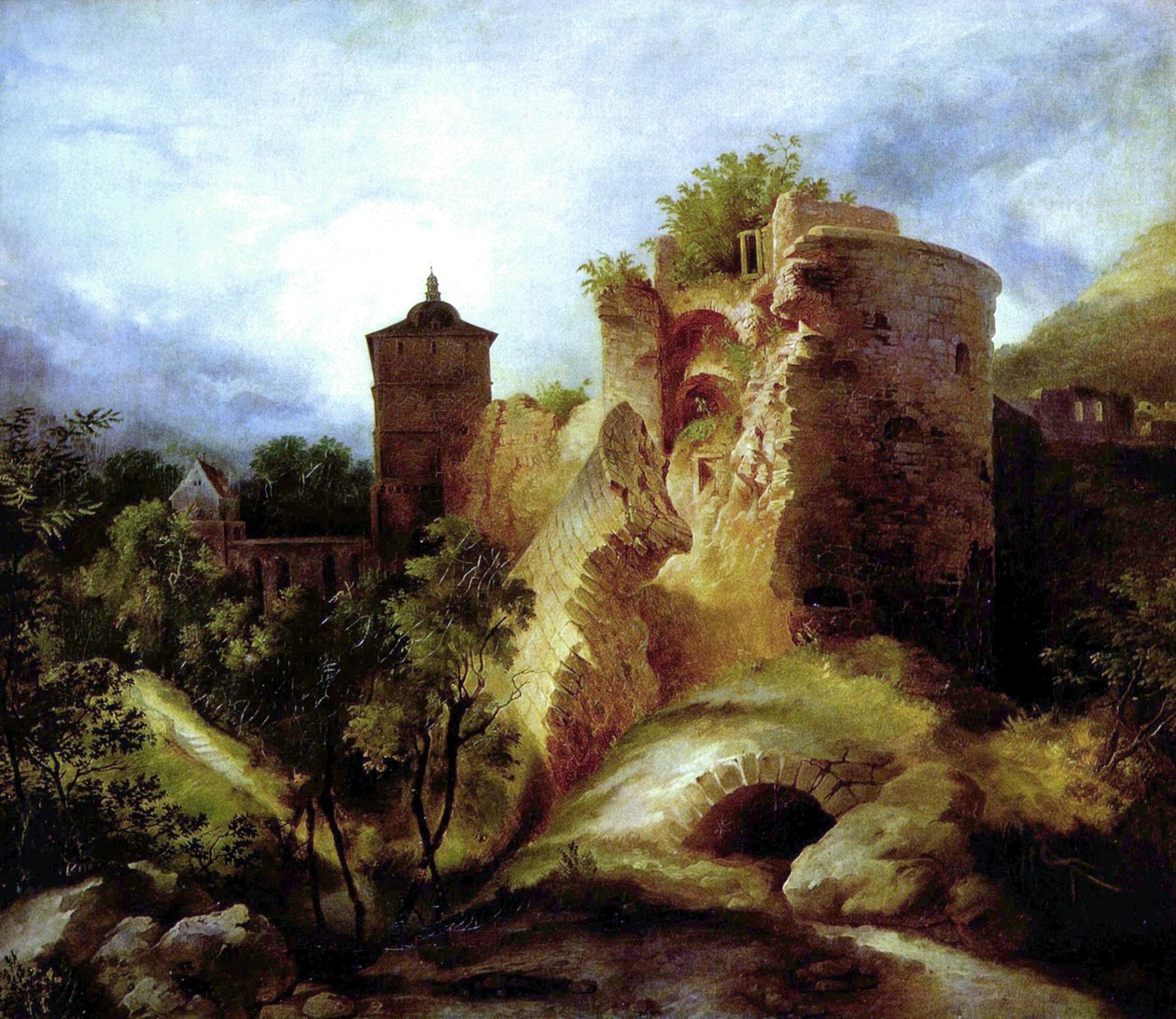 Der gesprengte Turm des Heidelberger Schlosses von Carl Blechen