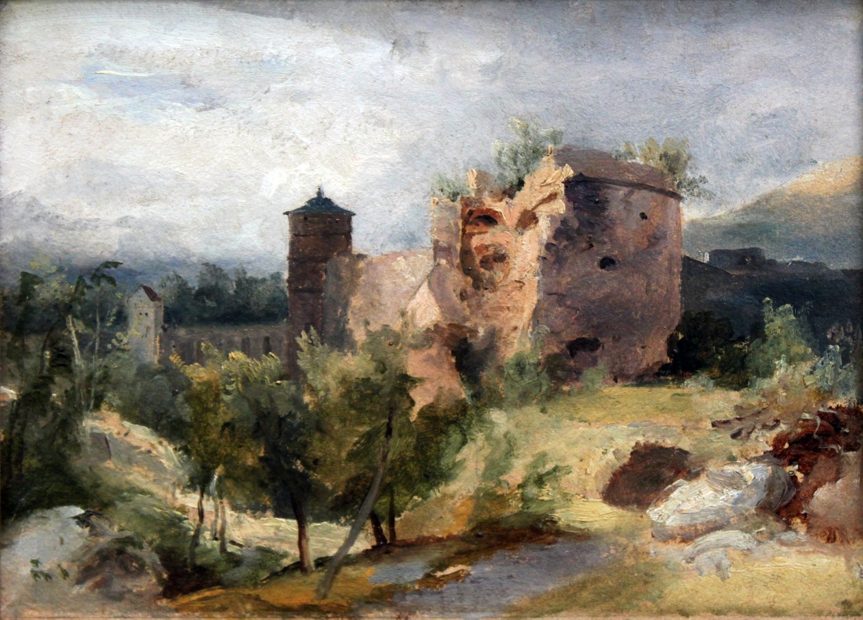 Der zersprengte Turm des Heidelberger Schlosses von Carl Blechen