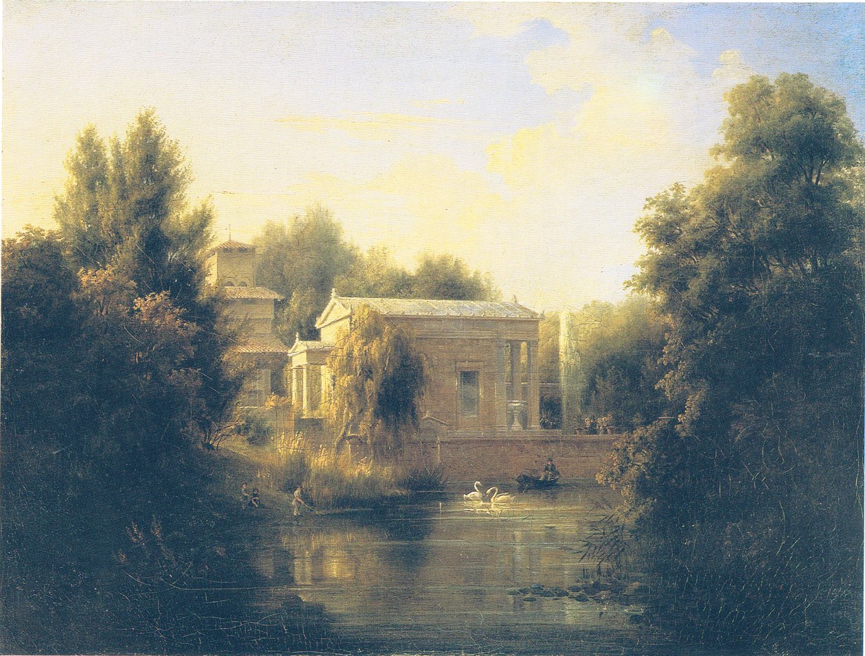 Ansicht des Gartenhauses von Charlottenhof (Wasserseite) von Carl Daniel Freydanck