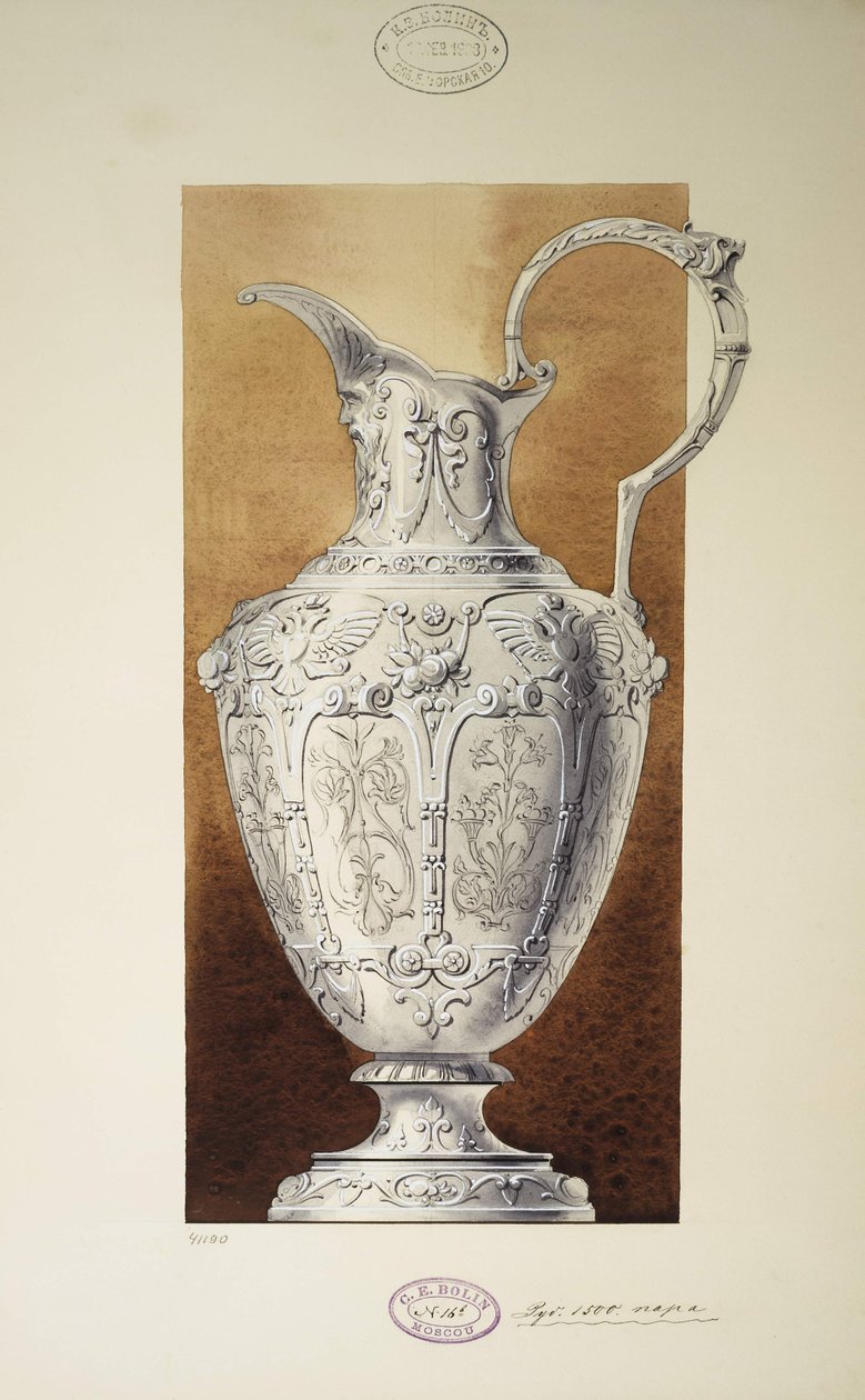 Entwurf eines Krugs. Serie Die Mitgift der Großfürstin Maria Pawlowna von Carl Edvard Bolin company