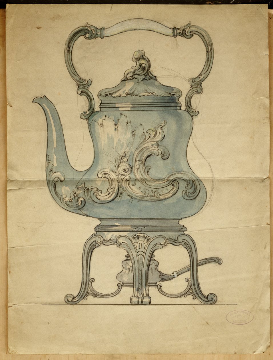 Ein geformter Silberkessel und Ständer, Haus von Carl Faberge von Carl Fabergé
