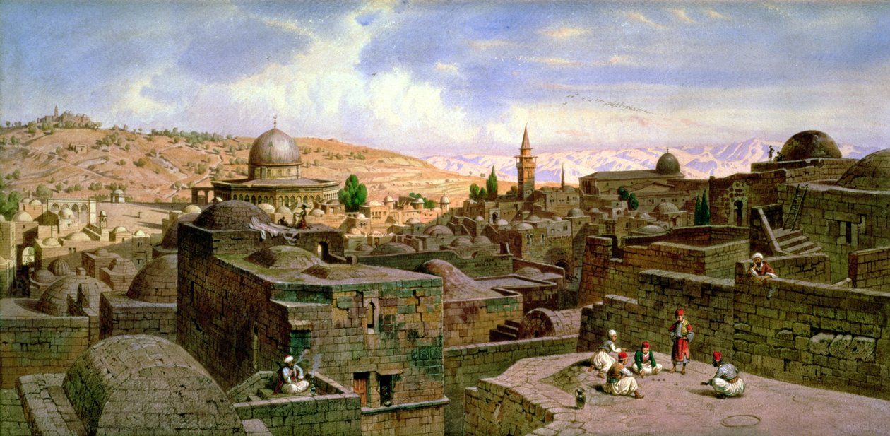 Ein Blick auf Jerusalem mit dem Felsendom, 1864 von Carl Friedrich Heinrich Werner