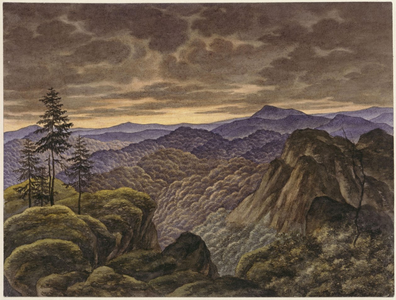 Gebirgslandschaft bei Sonnenuntergang von Carl Friedrich Lessing