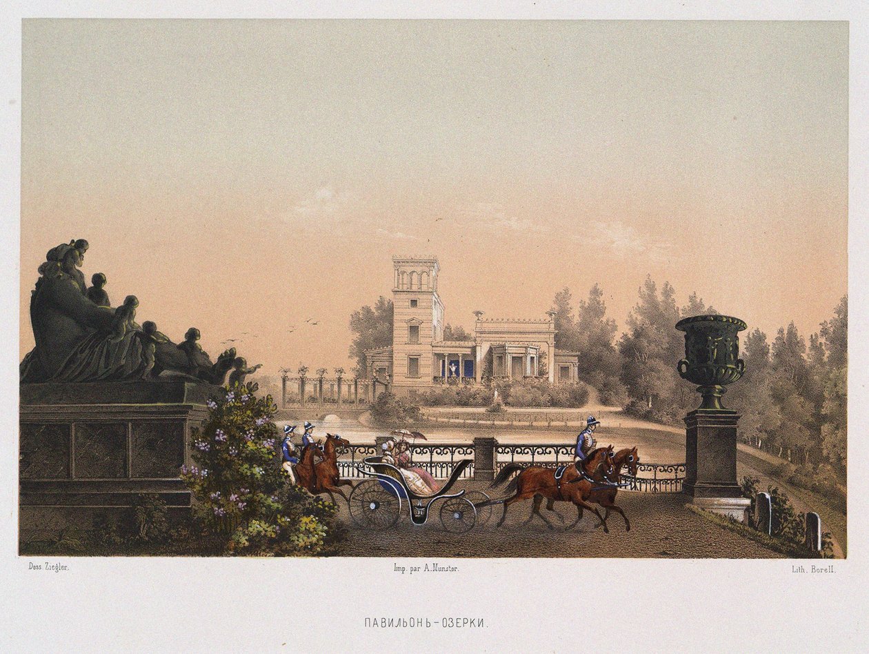 Der rosa Pavillon Ozerki-Pavillon im Peterhof-Park, 1853 von Carl Friedrich Ziegler von Schaffhausen
