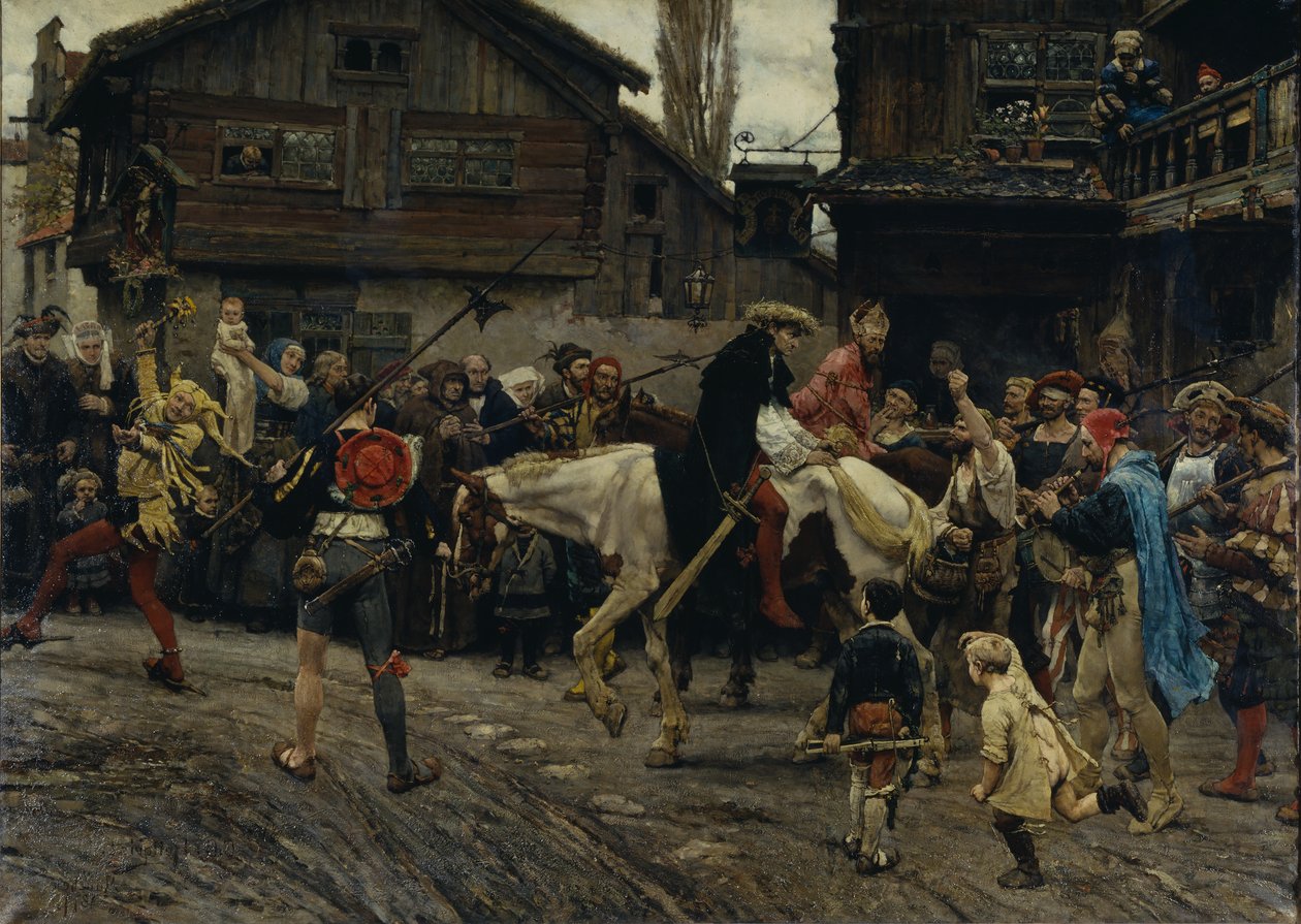 Peder Sunnanvaders und Meister Knuts schändlicher Einzug in Stockholm 1526, 1879 von Carl Gustaf Hellqvist