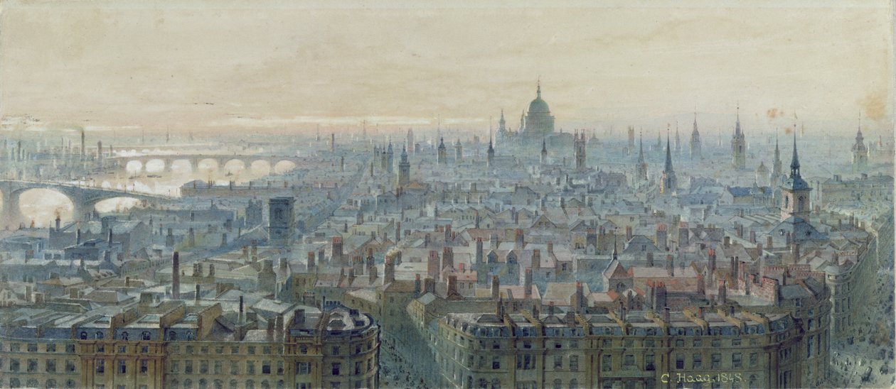 Panorama von London vom Monument aus, Blick nach Westen, 1848 von Carl Haag