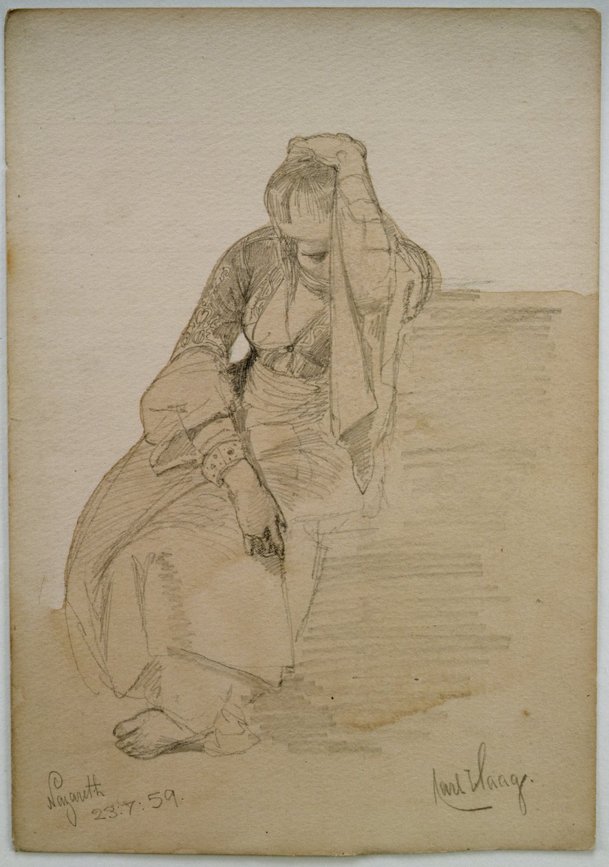 Studie einer sitzenden Dame, Nazareth, 1859 von Carl Haag