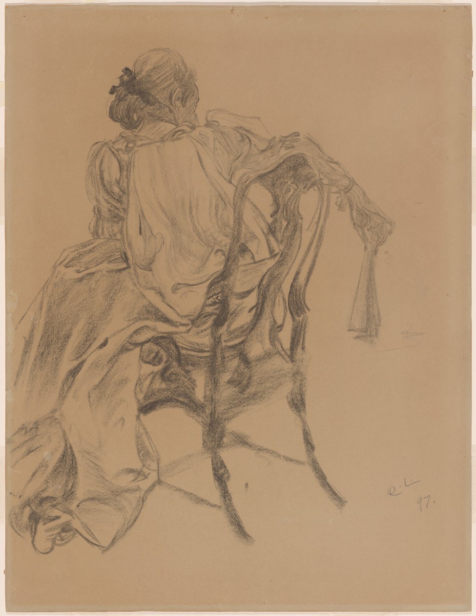 Eine elegante Dame des achtzehnten Jahrhunderts mit einem Fächer von Carl Larsson