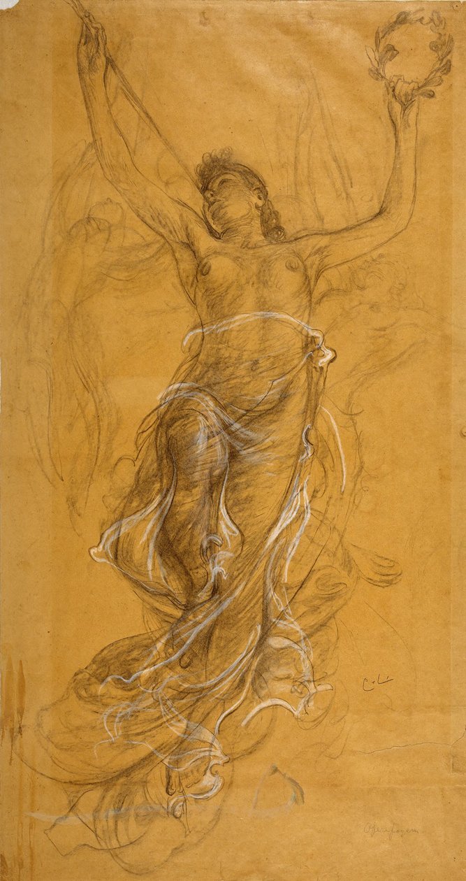 Trompetenblasende Frau. Studie für die Decke im Opernfoyer von Carl Larsson