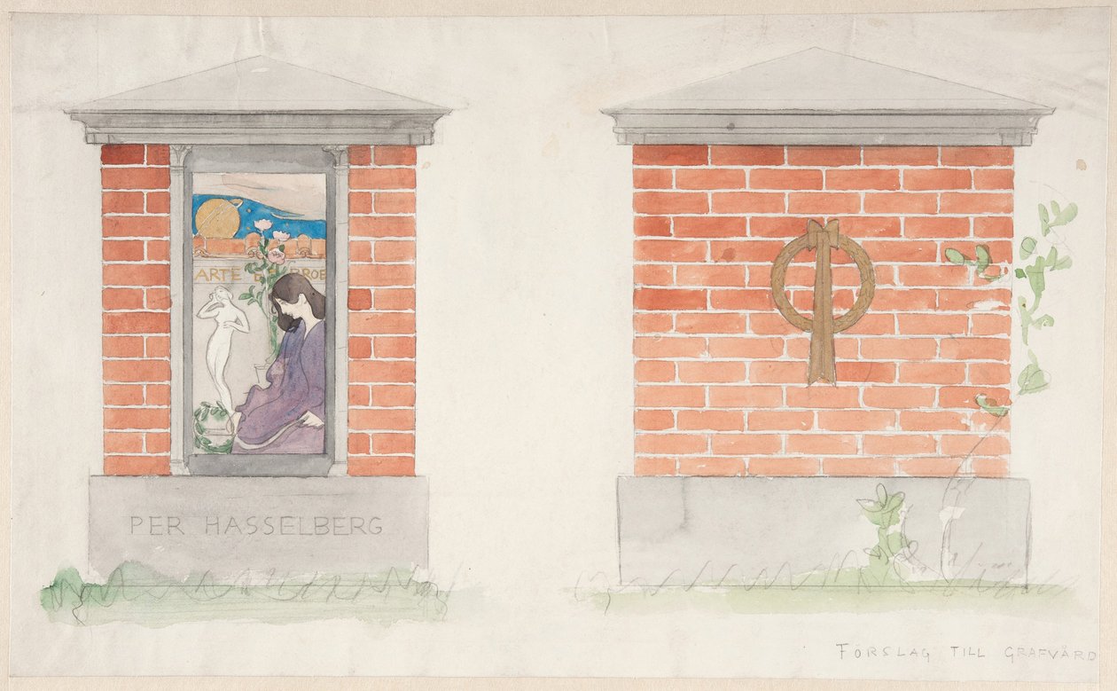 Vorschlag für ein Grabmal über Per Hasselberg von Carl Larsson