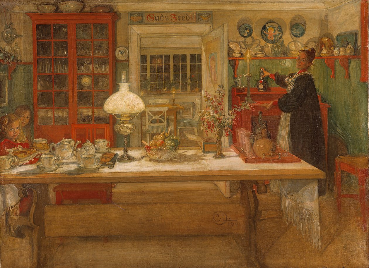 Vorbereitung auf ein Spiel, 1901 von Carl Larsson
