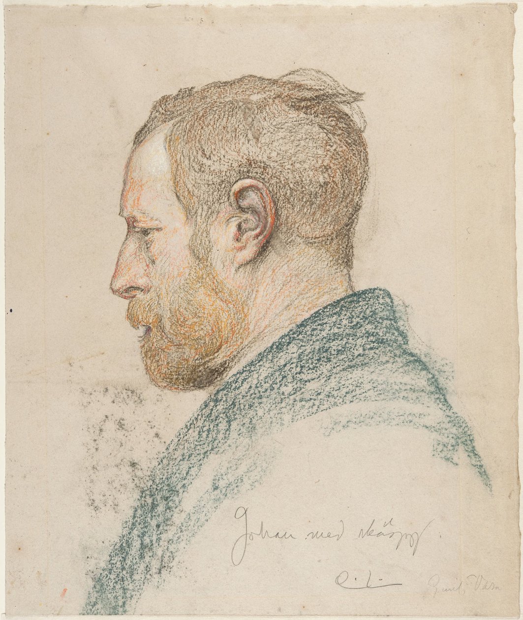 Manshuvud im Profil von Carl Larsson