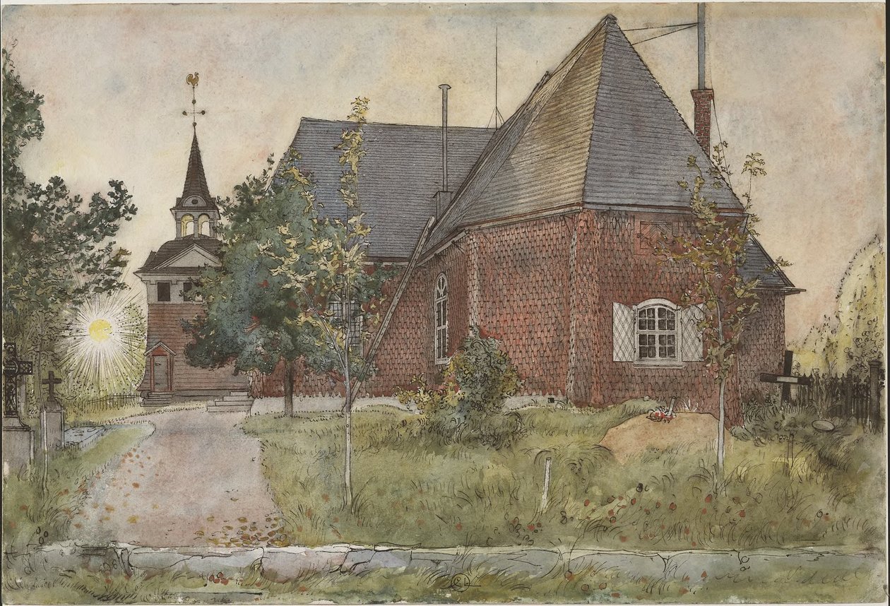 Alte Sundborn Kirche. Aus Einem Zuhause (26 Aquarelle) von Carl Larsson