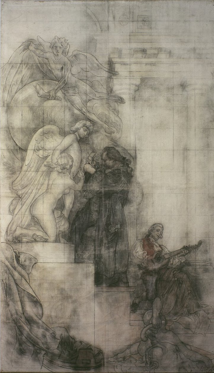 Die Kunst der Bildhauerei: Carl Michael Bellman in Sergels Studio. Cartoon für das Fresko in der unteren Halle des NM von Carl Larsson