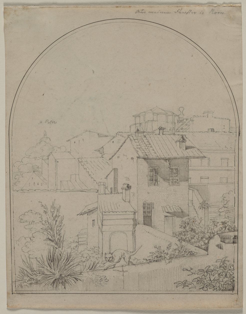 Blick aus meinem Fenster in Rom (recto) von Carl Ludwig Tischbein