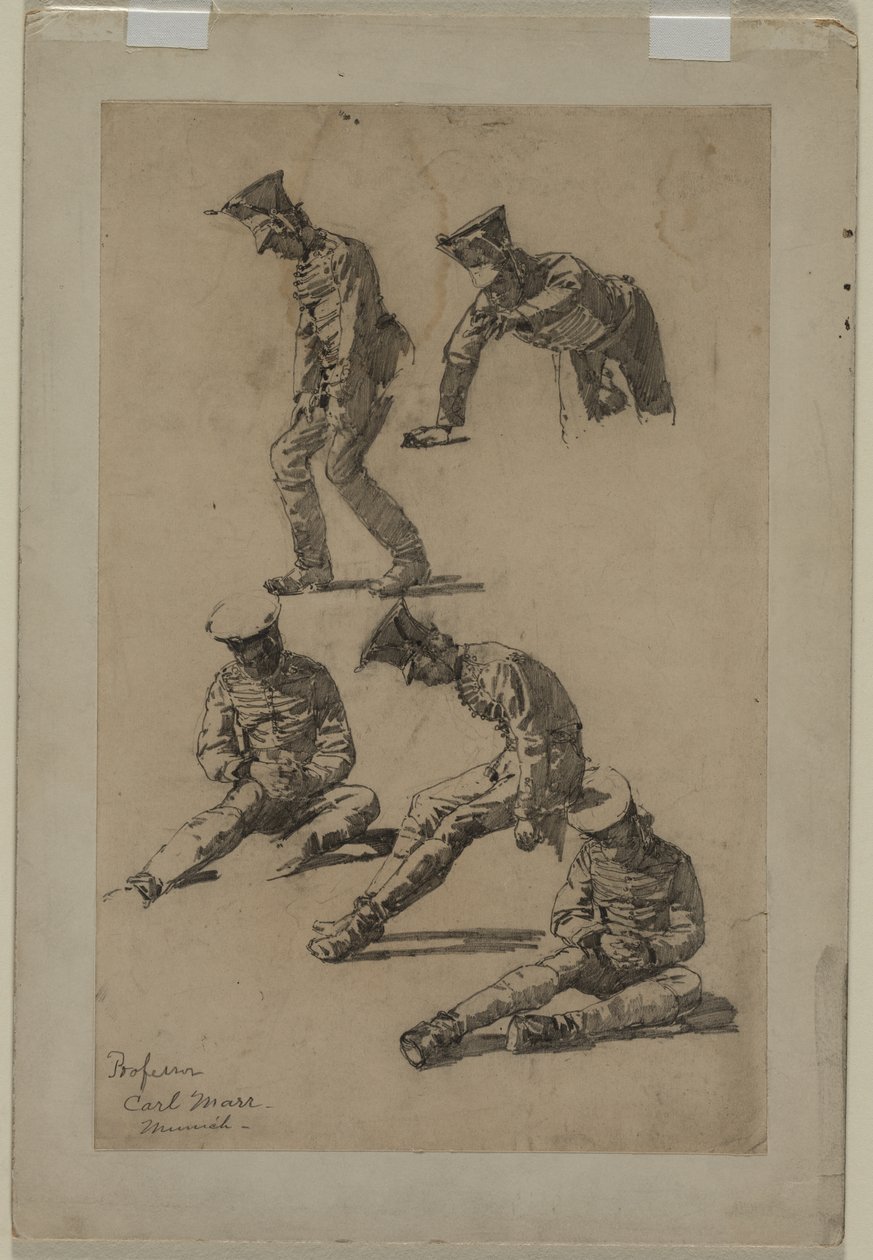 Fünf Studien eines Soldaten, viertes Viertel des 19. Jahrhunderts oder erstes Drittel des 20. Jahrhunderts von Carl Marr
