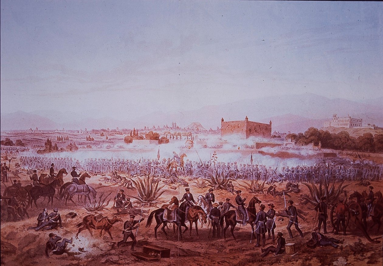 Mexikanisch-Amerikanischer Krieg (1846-48), Schlacht von Molino del Rey, US-Truppen greifen an von Carl Nebel