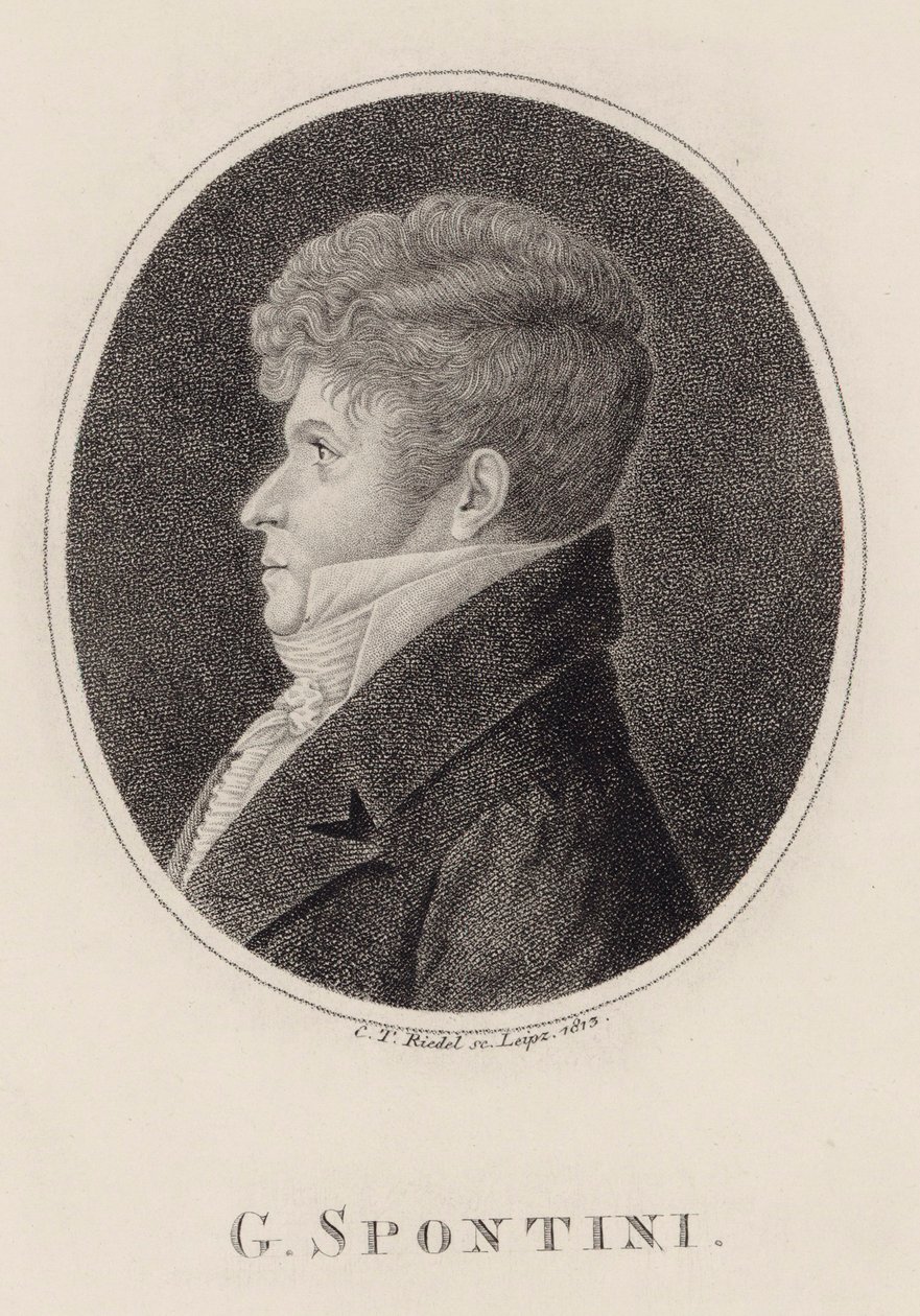 Porträt des Dirigenten und Komponisten Gaspare Spontini 1774-1851, 1813 von Carl Traugott Riedel