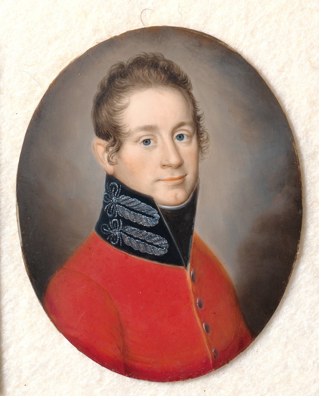 Porträt eines unbekannten Mannes in roter Uniform von Carl Viertel