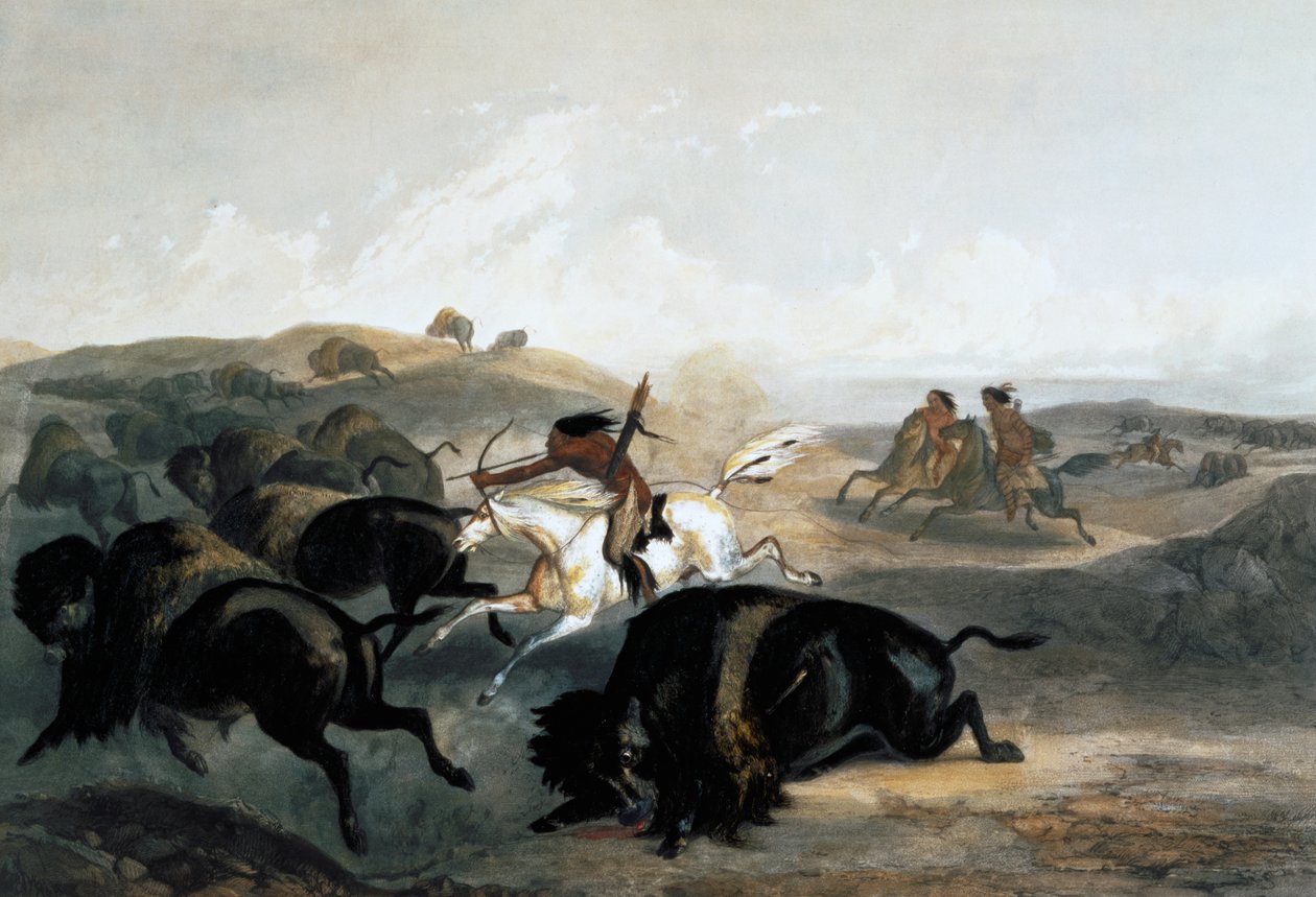 Indianer jagen den Bison von Carl Vogel