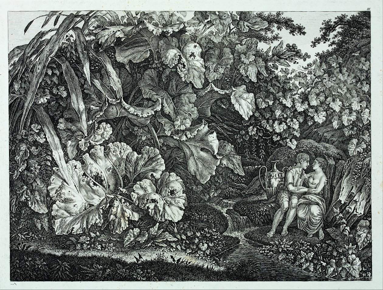 Liebespaar in einer Grotte, umgeben von Pflanzen und Kräutern von Carl Wilhelm Kolbe